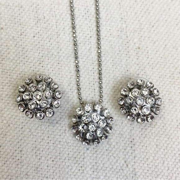 Talbots clear rhinestone necklace and earring set starburst cluster - Picture 1 of 8